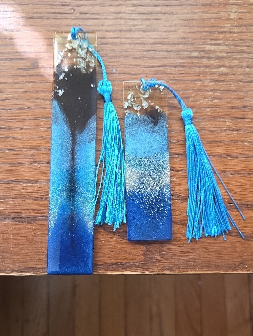 🦋Handmade-Blue Resin Bookmark with Tassel
